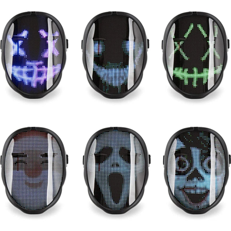 Programmable LED Luminous Mask Bluetooth RGB Led Lights up Party Mask DIY Picture Editing Animation Text Love Prank Concert Mask