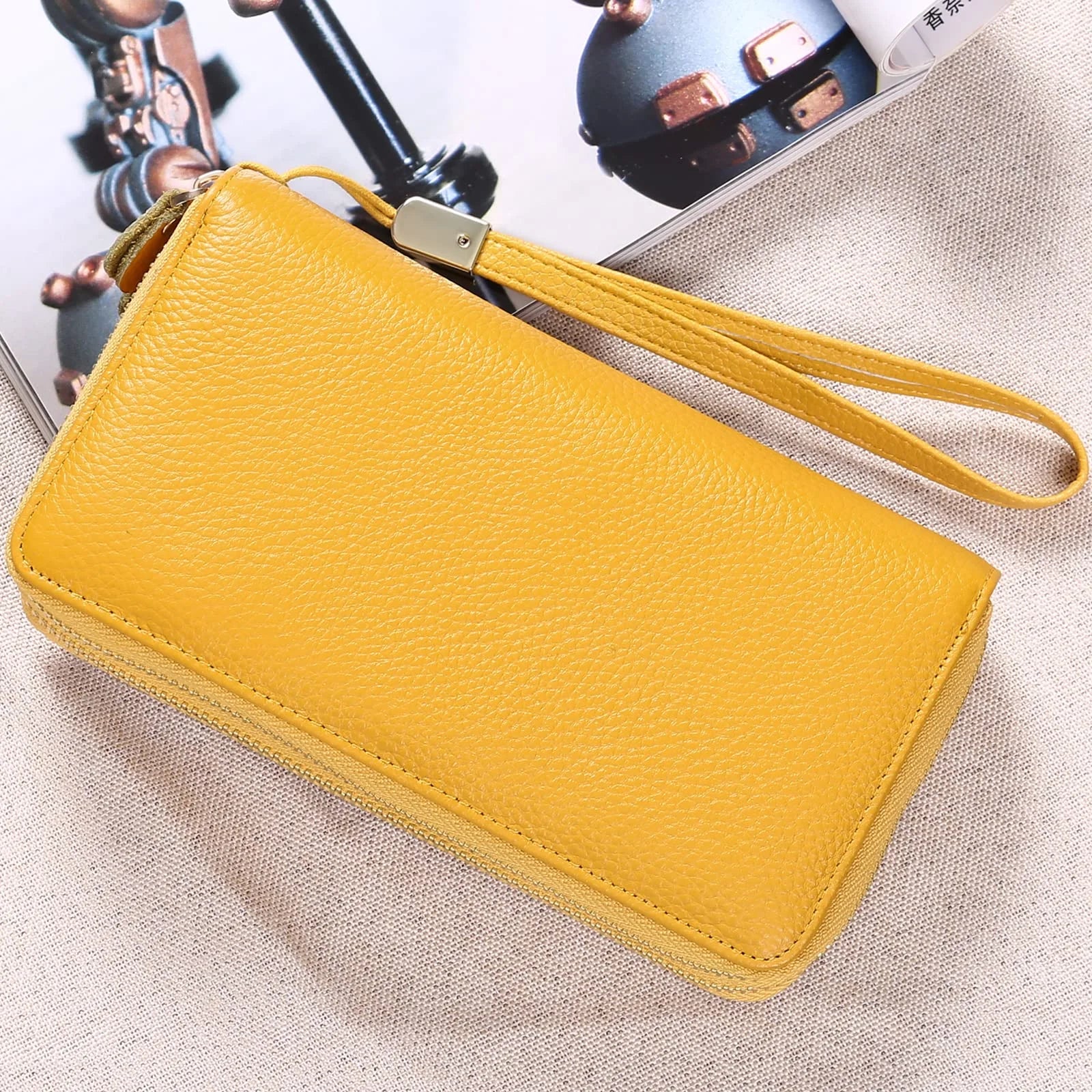 Women Leather Wallets RFID Blocking Zip around Credit Card Holder Phone Clutch