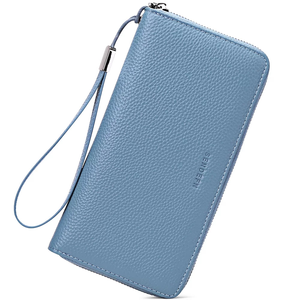 Women Leather Wallets RFID Blocking Zip around Credit Card Holder Phone Clutch