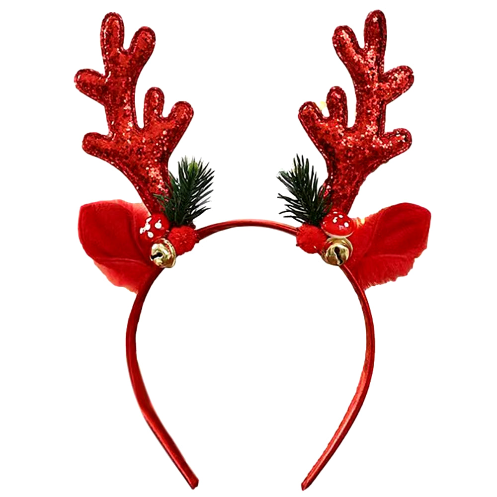 2023 Christmas Furry Animal Deer Horn Hair Hoop Plush Antler Headbands Cartoon Headpiece for Halloween Party Xmas Decoration