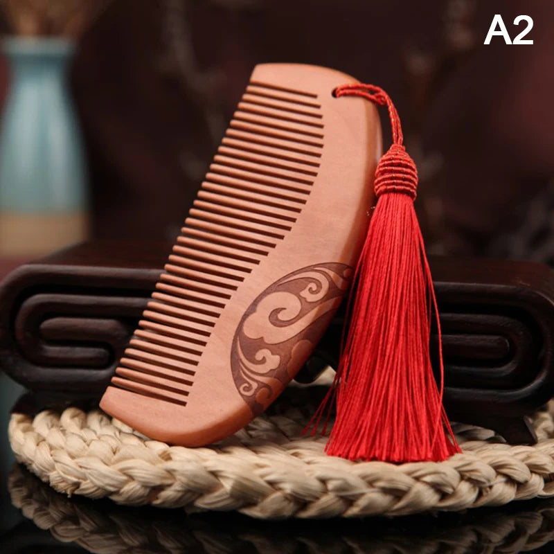 "Revitalize Your Hair with Our Natural Ebony Anti-Static Massage Comb - Portable, Wide-Toothed, and Made from Solid Wood!"