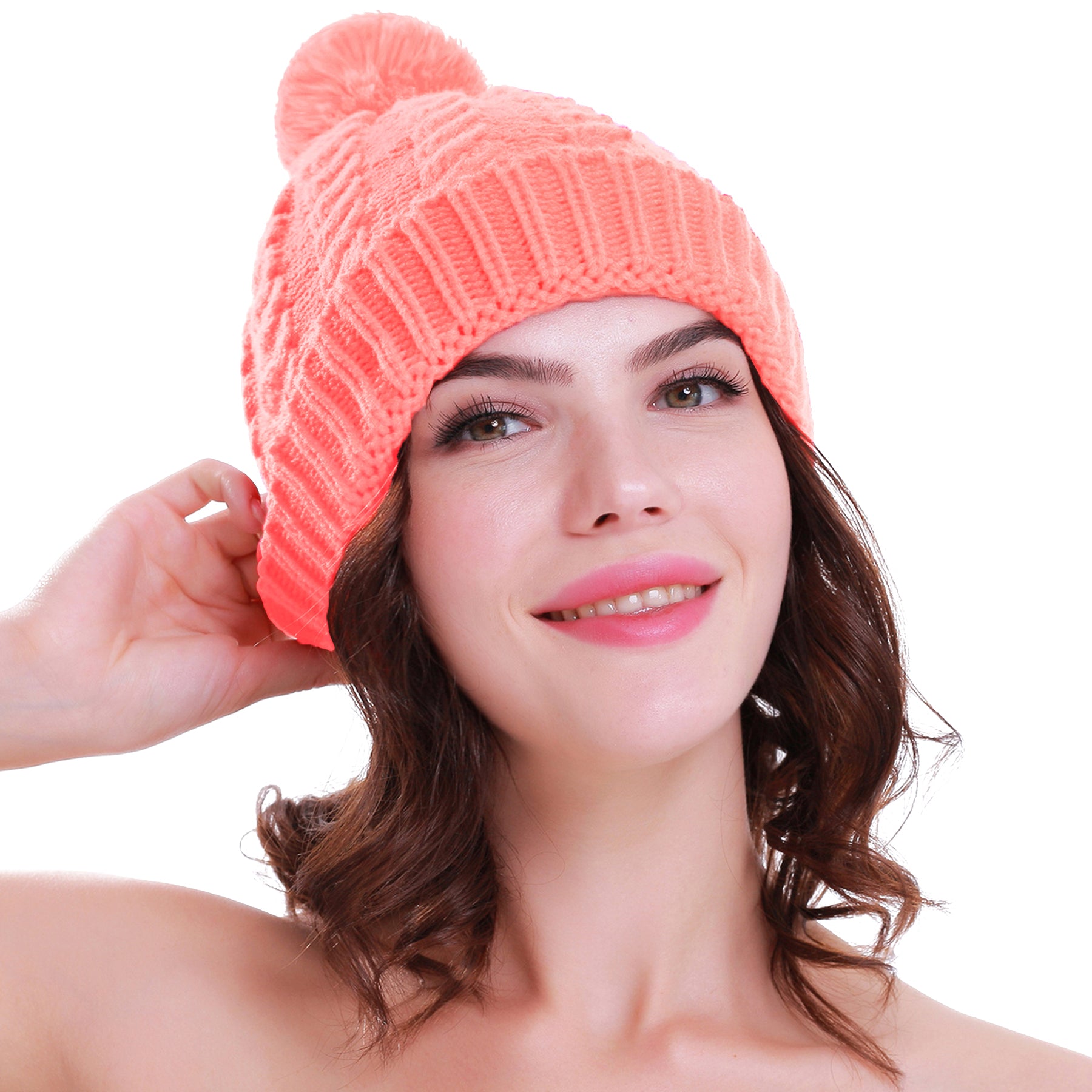 Women'S Winter Beanie Warm Lining - Thick Slouchy Cable Knit Skull Hat Ski Cap