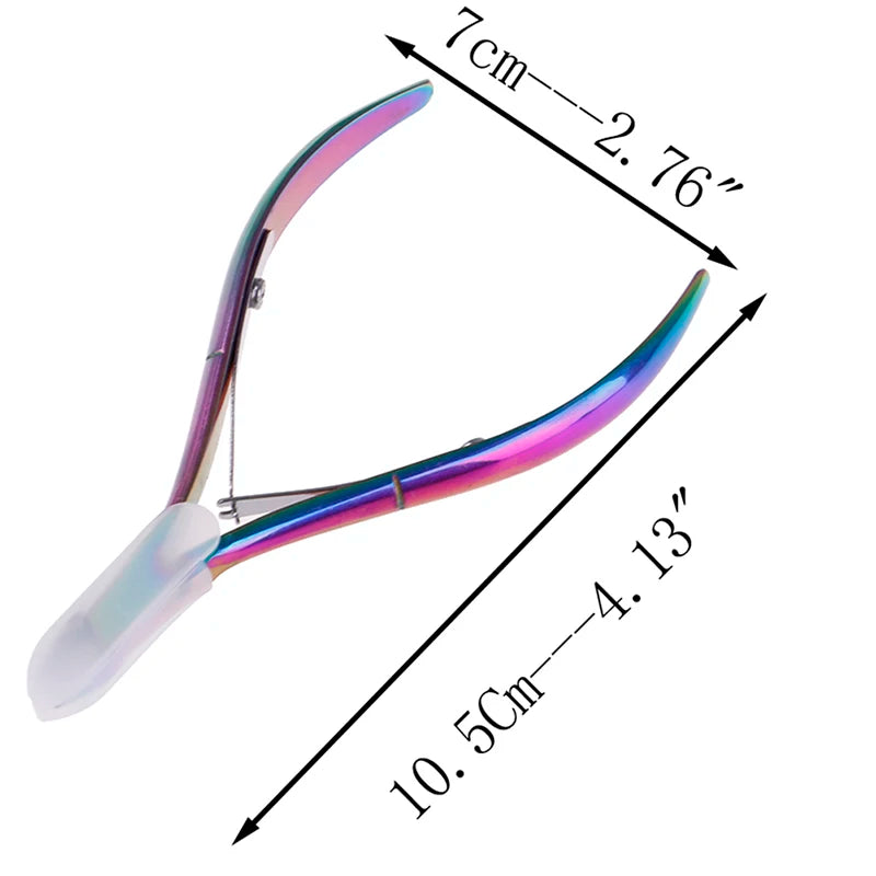 "Rainbow Cuticle Nipper Cutter - Professional Nail Art Dead Skin Remover Tool for Manicure and Pedicure"