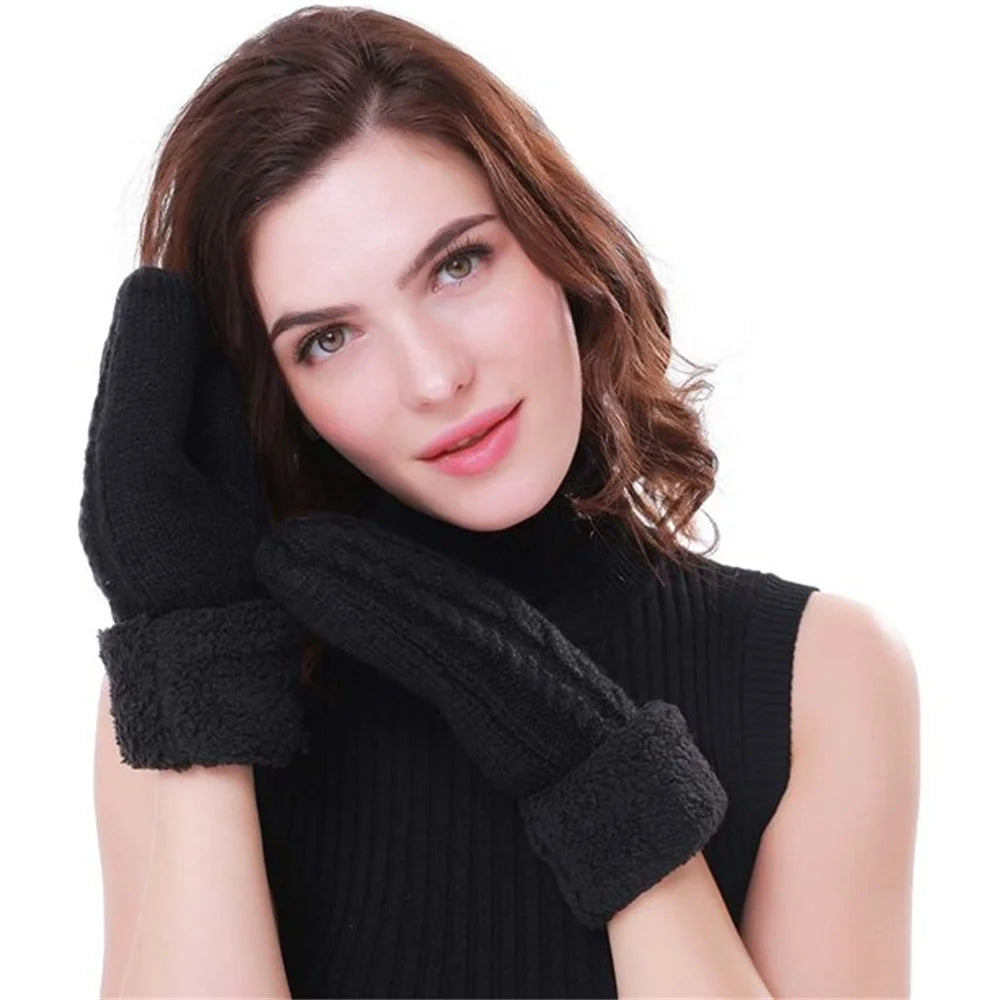 Women'S Winter Gloves Warm Lining Mittens- Cozy Wool Knit Thick Gloves Novelty Mittens Winter Cold Weather Accessories