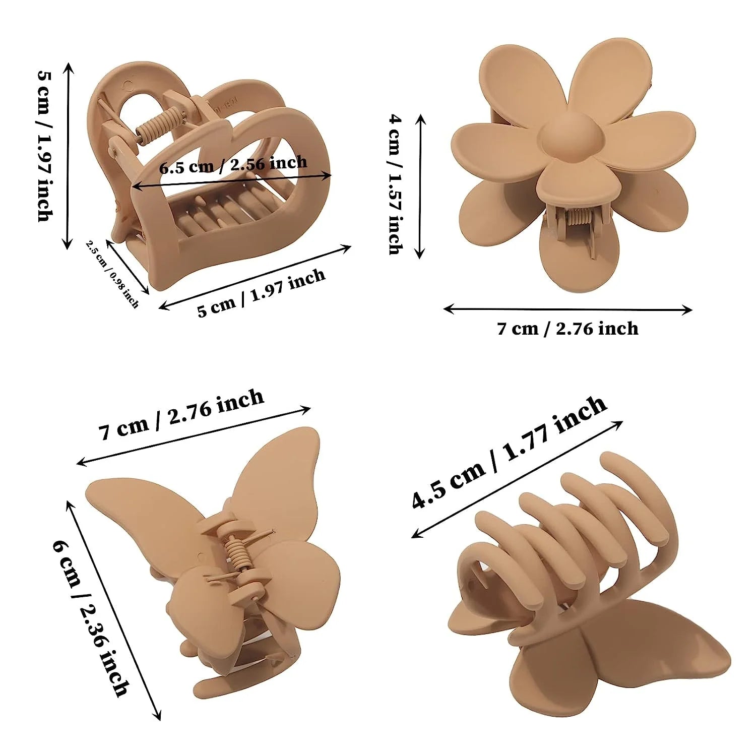 6PCS Butterfly Hair Claw Clip - 2 Inch Claw Hair Clips for Women Girls Small Non-Slip Jaw Clips for Thick Hair and Strong Hold Hair