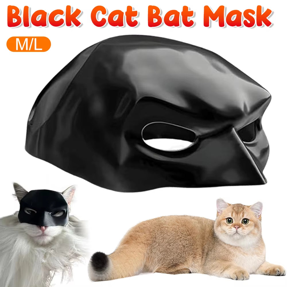 Black Bat Cat Avenger Mask Half Face Cat Mask Handmade Cat Bat Mask Halloween Costume Cosplay Decoration Gifts for Cat Dog Toys