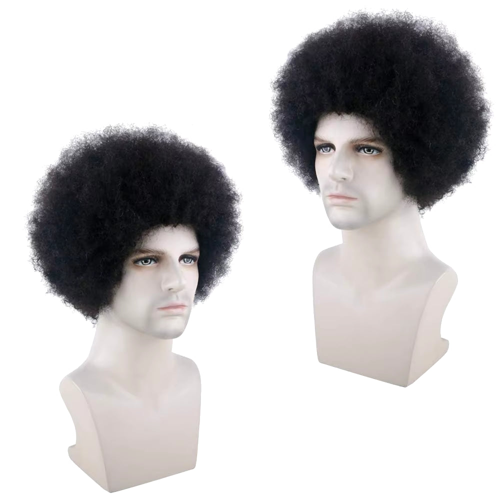 Afro Kinky Curly Wig for Men Short Curly Human Hair Wig for Handsome Men Kinky Curly Bob Cut Male Wigs Full Machine Toupee Wig