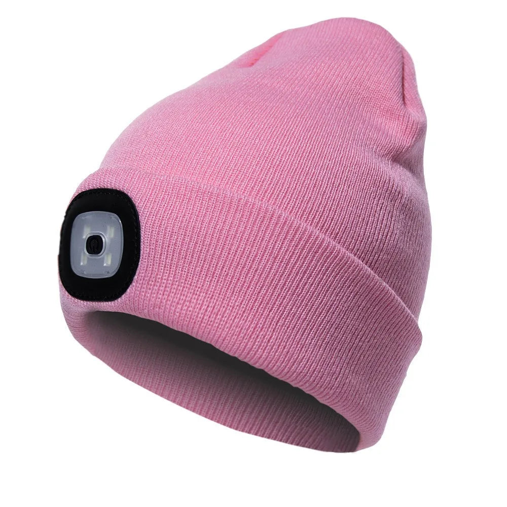 Led Light Knitted Hat Warm Elastic Beanie Autumn Winter Outdoor Sports Night Hiking Fishing Camping Glow Bonnet Unisex Headlight