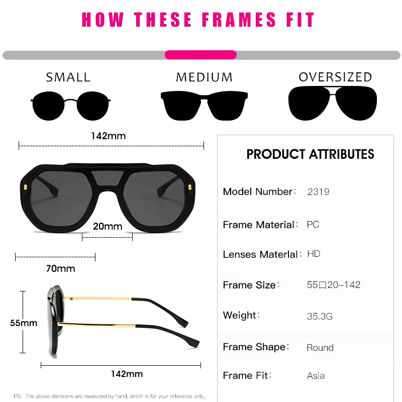 Funky Flat Top Pilot Sunglasses Women Brand Designer Shades Eyewear Trendy One Piece Square Frame Men Sun Glasses Female UV400