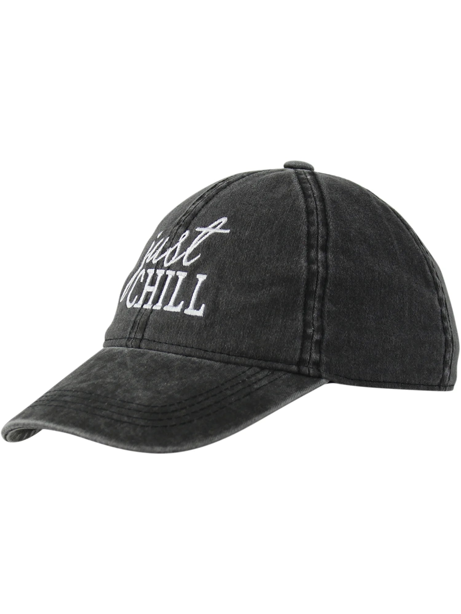 Black Just Chill Womens Cotton Baseball Cap Hat