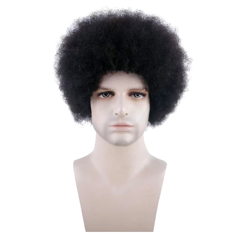 Afro Kinky Curly Wig for Men Short Curly Human Hair Wig for Handsome Men Kinky Curly Bob Cut Male Wigs Full Machine Toupee Wig