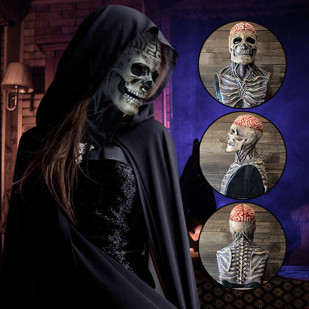 New Skeleton Halloween Scary Mask Skull Full Head Cosplay Costume Horror Prop US